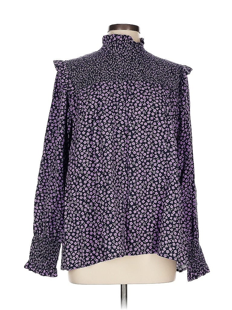 Barbour Polka Dots Purple Long Sleeve Blouse Size 12 - photo 1