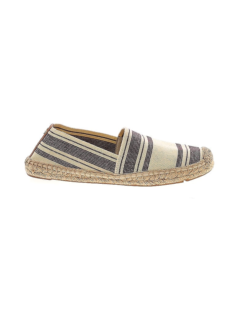 Tory Burch Stripes Gray Ivory Flats Size 9 - photo 1