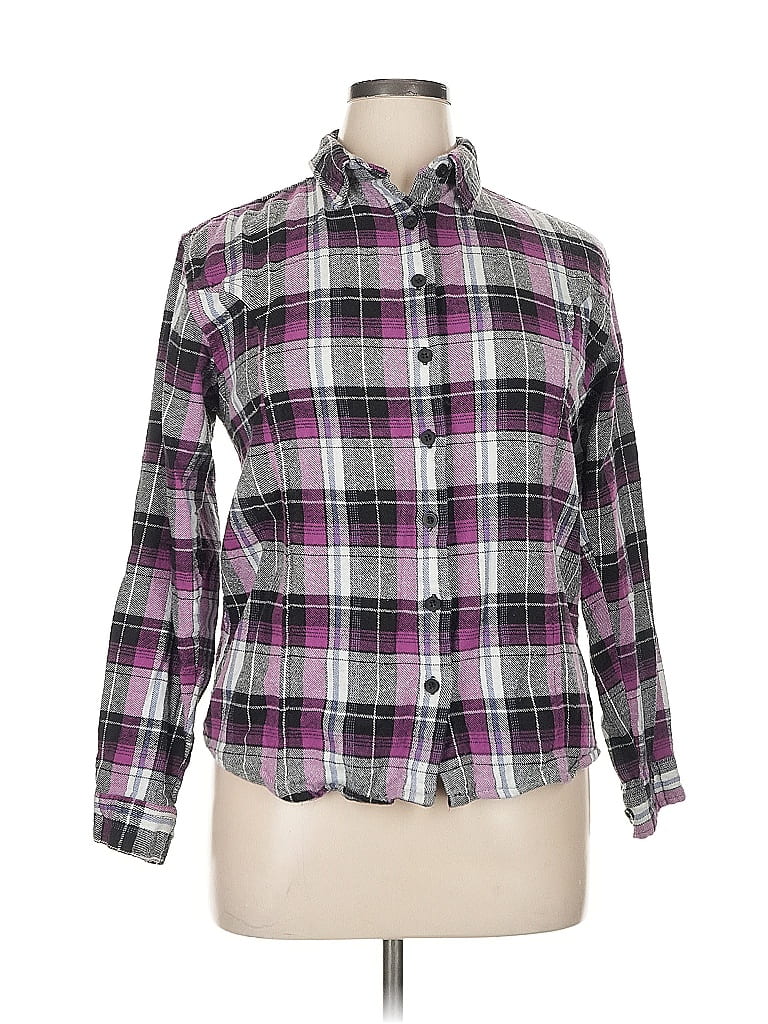 CG-L-CG 100% Cotton Plaid Purple Long Sleeve Button-Down Shirt Size 1X - photo 1
