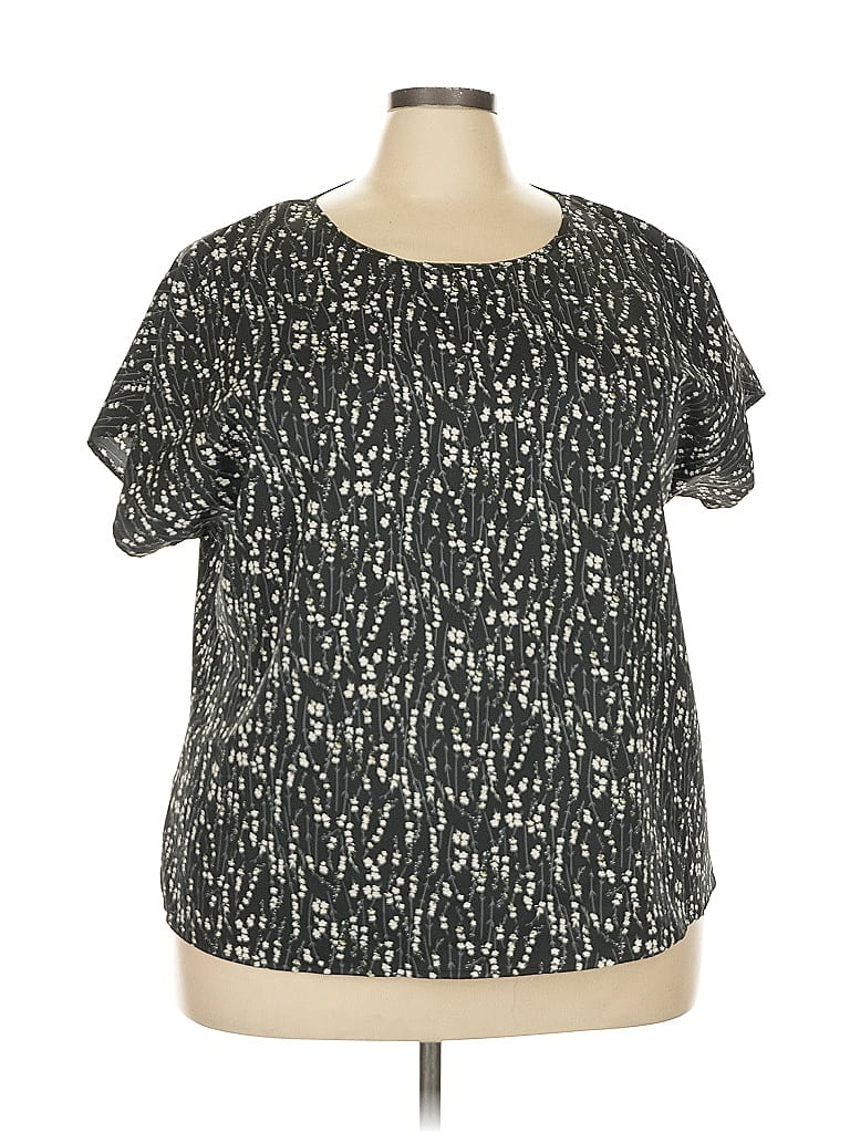 Pre-owned Shein Curve Short Sleeve Top Black Keyhole Neckline Tops