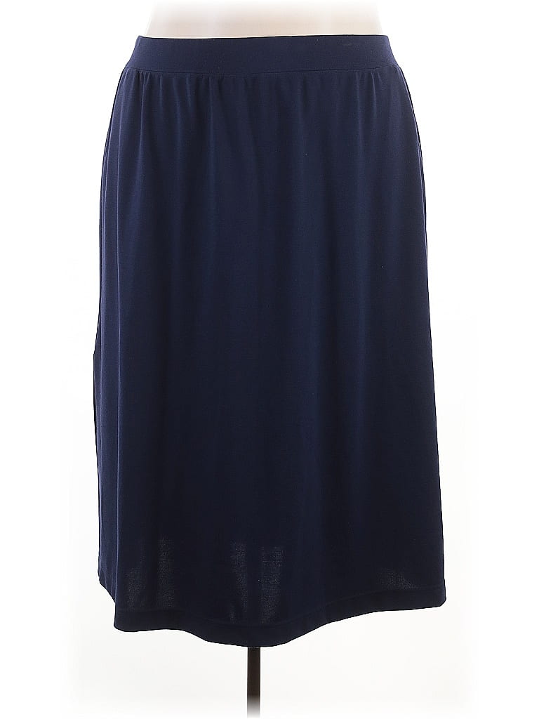 Woman Within Solid Blue Casual Skirt Size 30 - photo 1