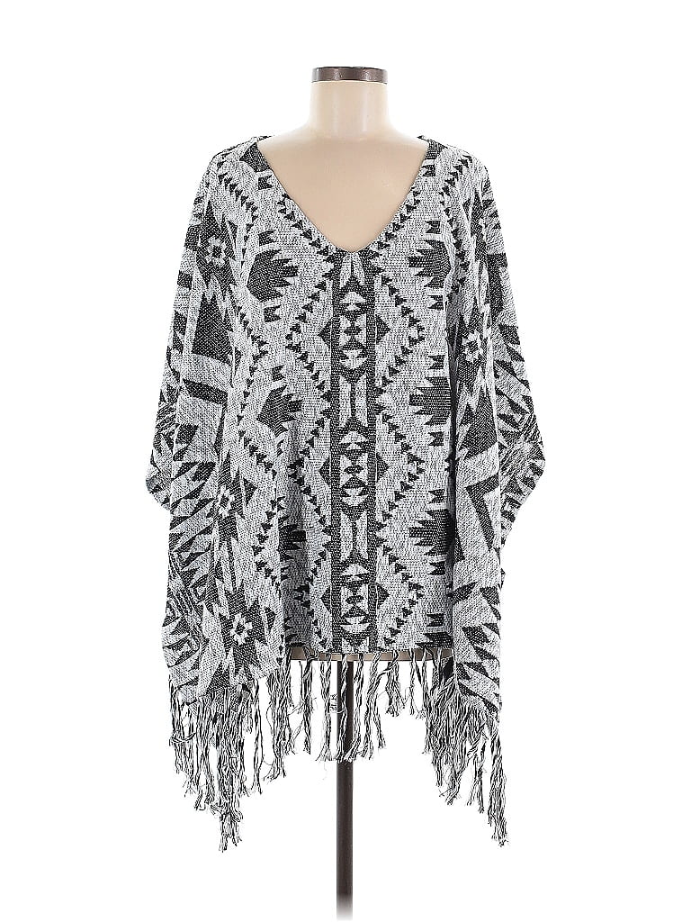 Latico Gray White Poncho Size M - photo 1