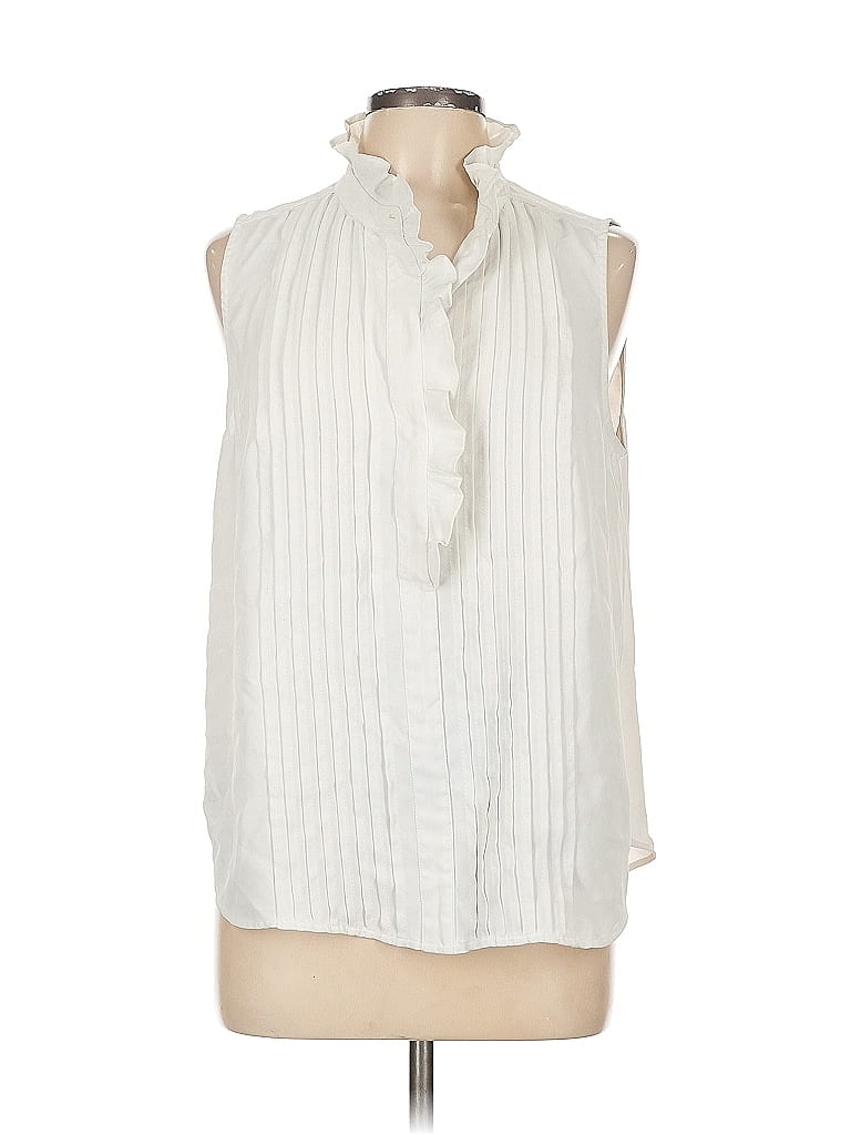 Ann Taylor 100% Polyester White Sleeveless Blouse Size L - photo 1