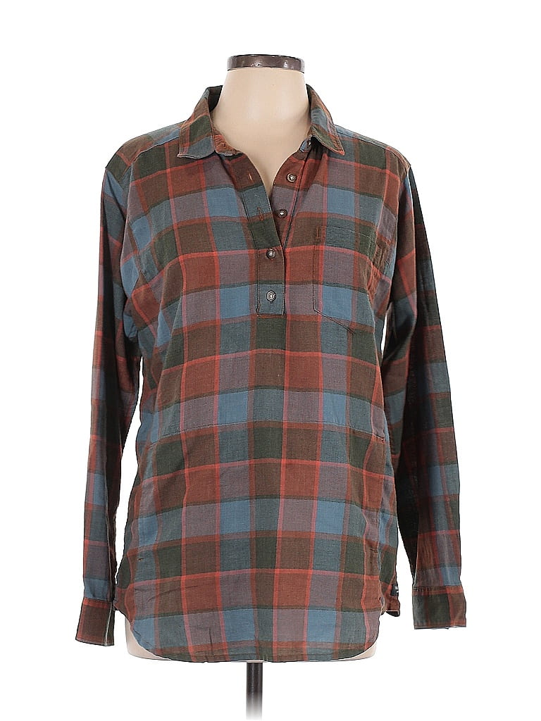Toad & Co Plaid Brown Long Sleeve Button-Down Shirt Size L - photo 1
