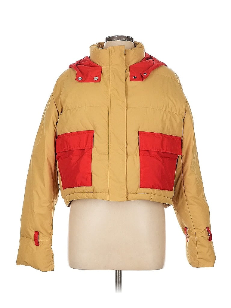 J.W. Anderson 100% Recycled Polyester Color Block Yellow Tan Puffer coat Size L - photo 1
