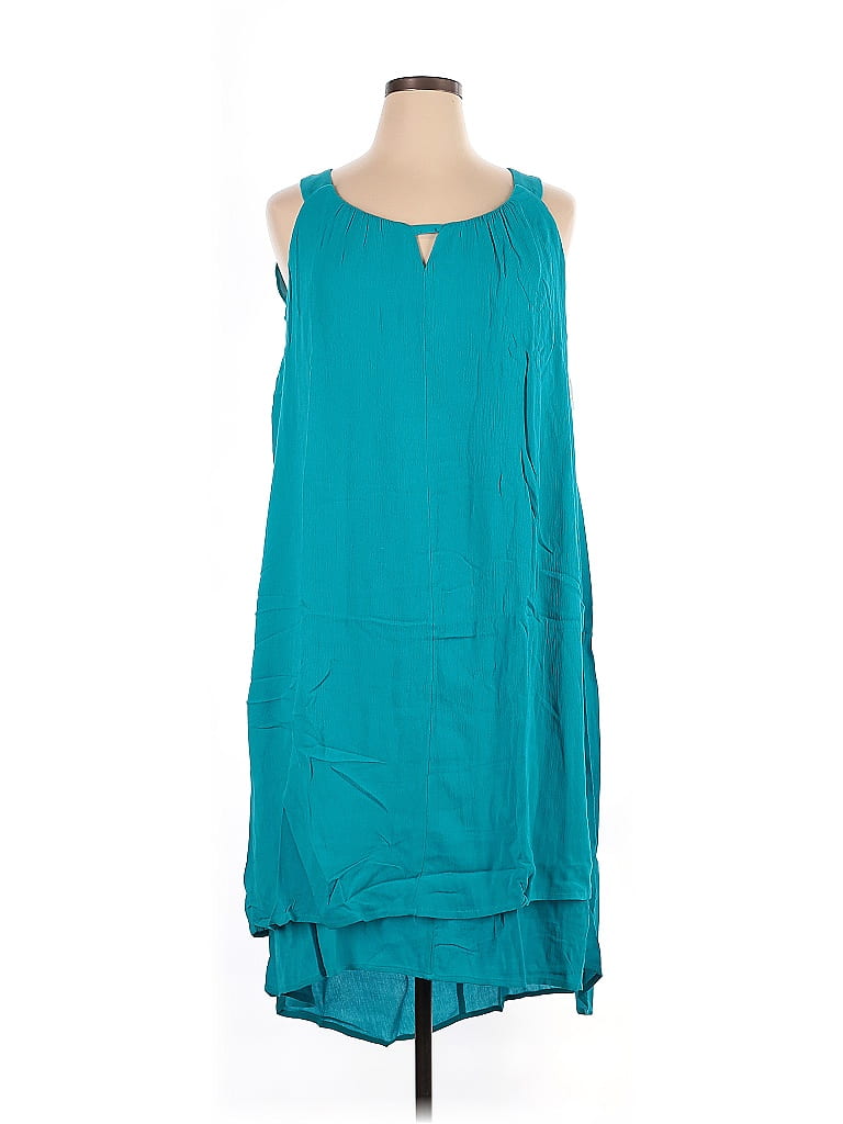 Catherines 100% Viscose Solid Teal Casual Dress Size 1X - photo 1