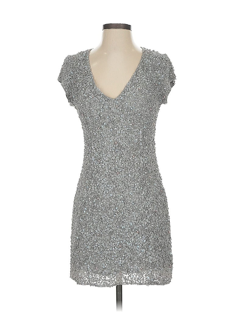 Pre-owned Parker Cocktail Dress In Silver