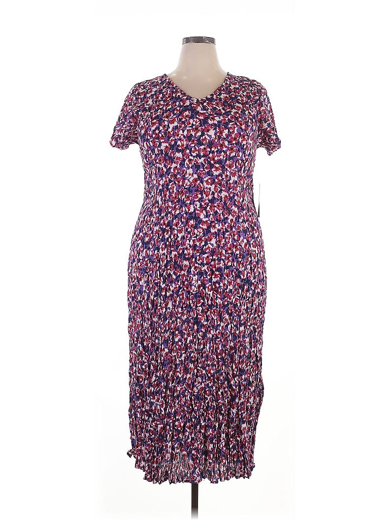 Woman Within 100% Rayon Print Purple Casual Dress Size 18 - photo 1