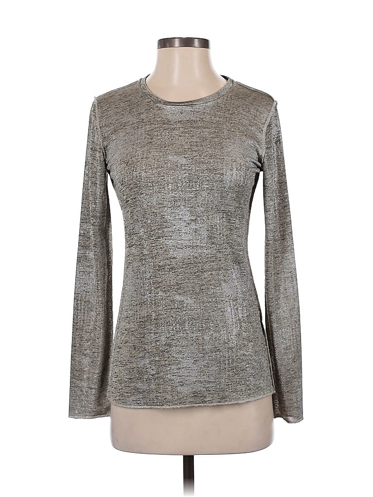 Pre-owned Pure Amici Long Sleeve Top Gray Metallic Pattern Crew Neck Tops