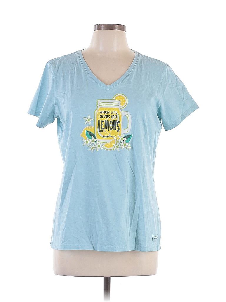 Life Is Good 100% Cotton Blue Short Sleeve T-Shirt Size L - photo 1
