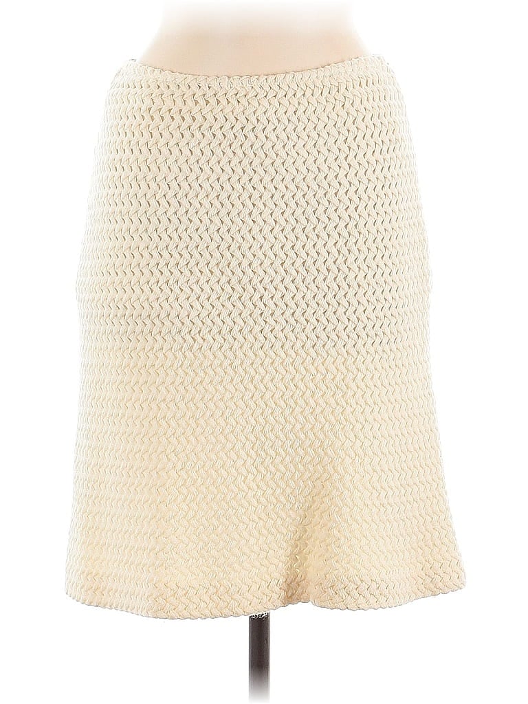 Piazza Sempione 100% Lana Wool Chevron-herringbone Ivory Wool Skirt Size EU (IT) 42 / US 6 - photo 1