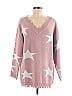 Macaron 100% Acrylic Stars Pink Pullover Sweater Size M - photo 1