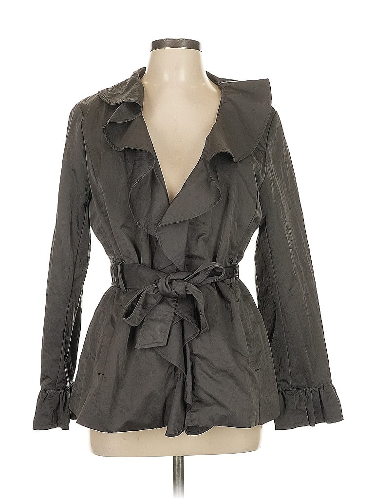 Diane von Furstenberg Gray Trenchcoat Size 12 - photo 1