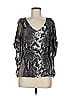 Express 100% Polyester Silver 3/4 Sleeve Blouse Size S - photo 1