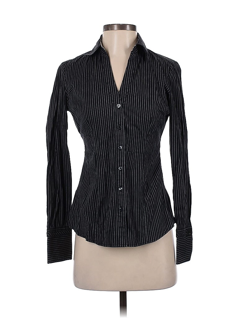 Express Design Studio Stripes Black Long Sleeve Blouse Size XS - photo 1