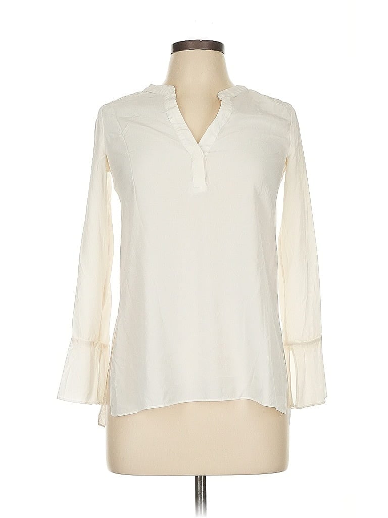 Pre-owned Joie Long Sleeve Silk Top Ivory Open Neckline Tops