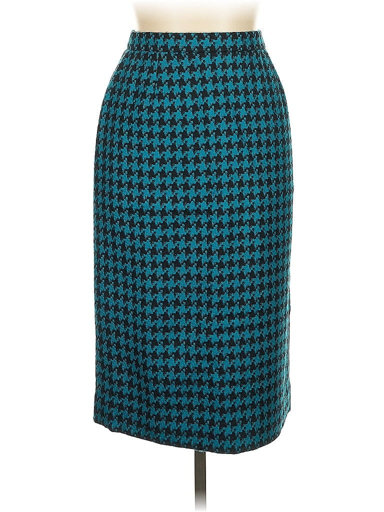 Carlisle 100% Wool Houndstooth Teal Wool Skirt Size 10 - photo 1