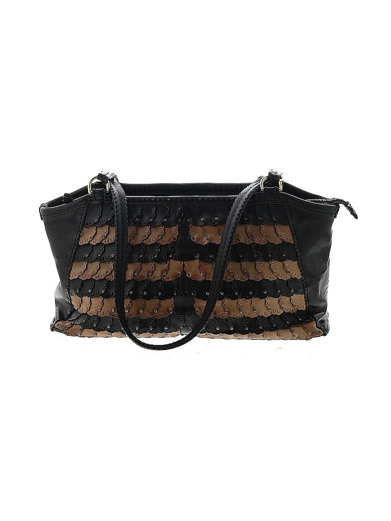 Assorted Brands 100% Leather Stripes Black Leather Shoulder Bag One size - photo 1
