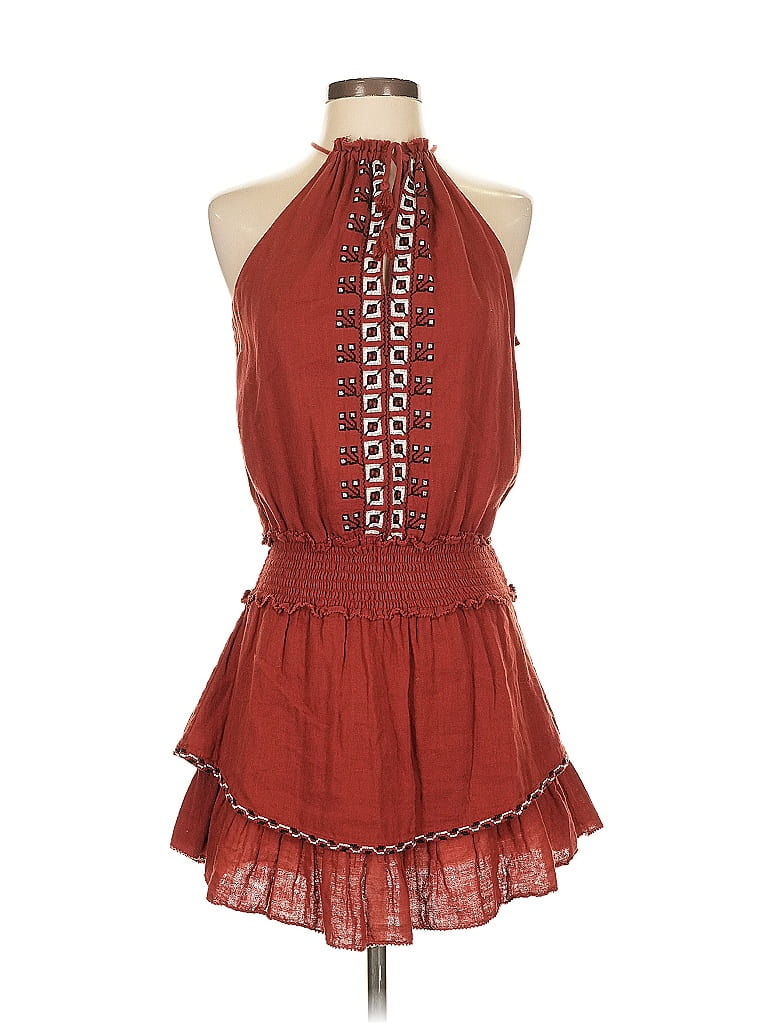 Saylor 100% Cotton Burgundy Orange Casual Dress Size S - photo 1