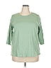 Cj Banks 100% Cotton Green 3/4 Sleeve T-Shirt Size 2X - photo 1