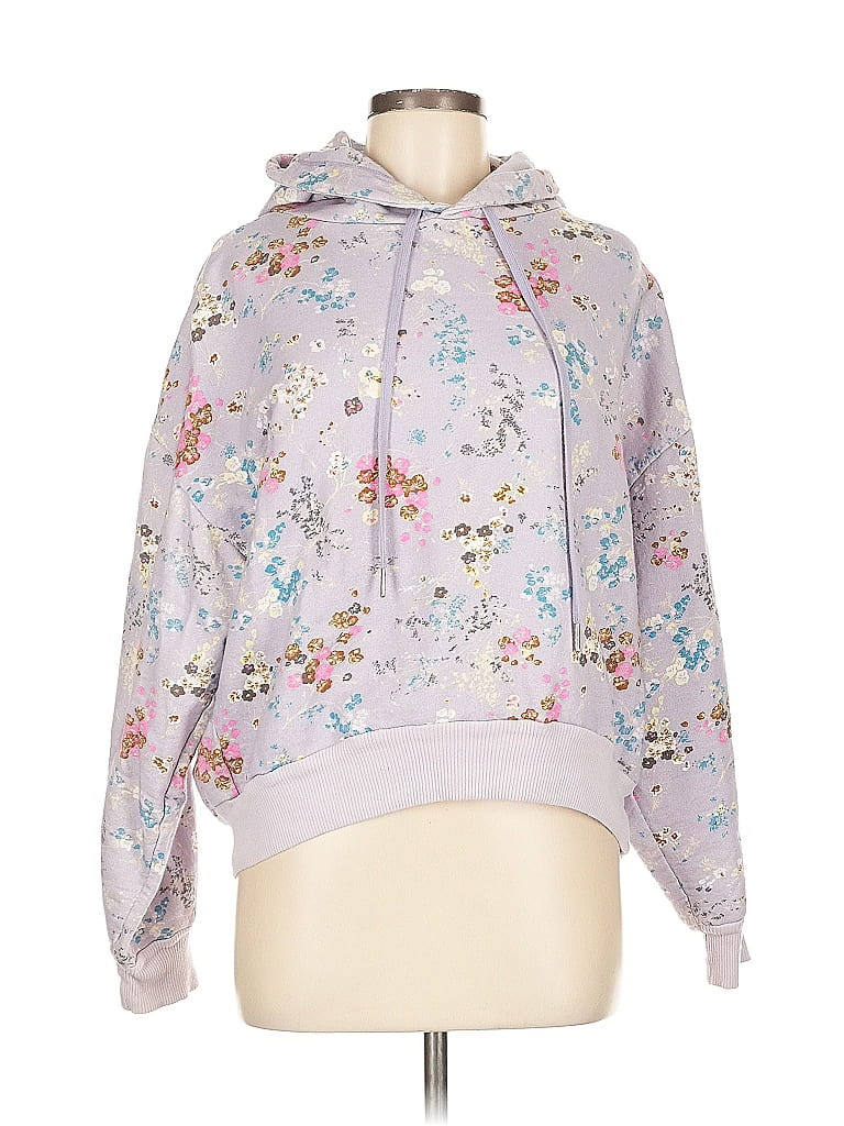 Cinq à Sept 100% Cotton Floral Purple Pullover Hoodie Size M - photo 1
