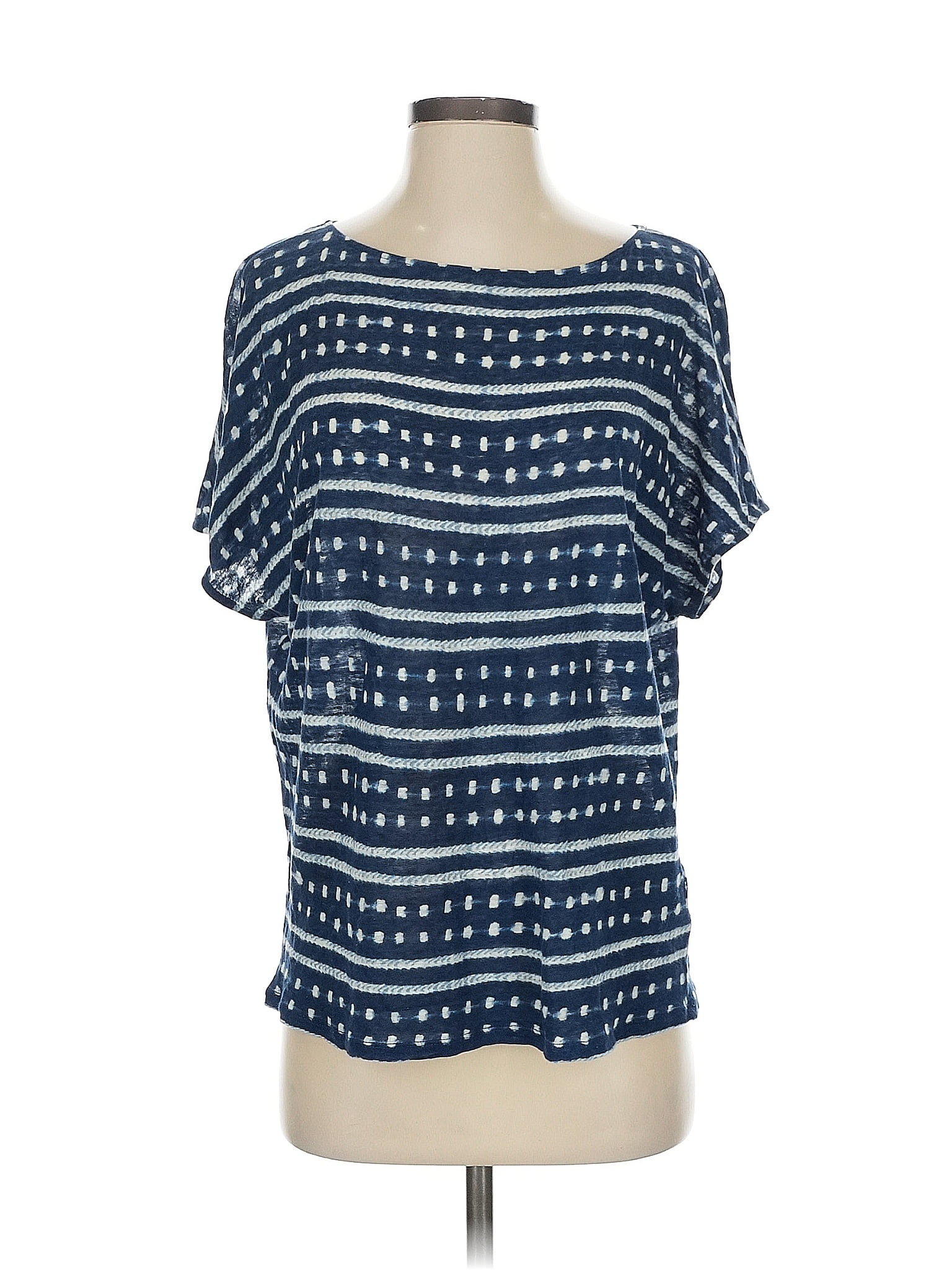 Lauren by Ralph Lauren 100% Linen Blue Short Sleeve Blouse Size S