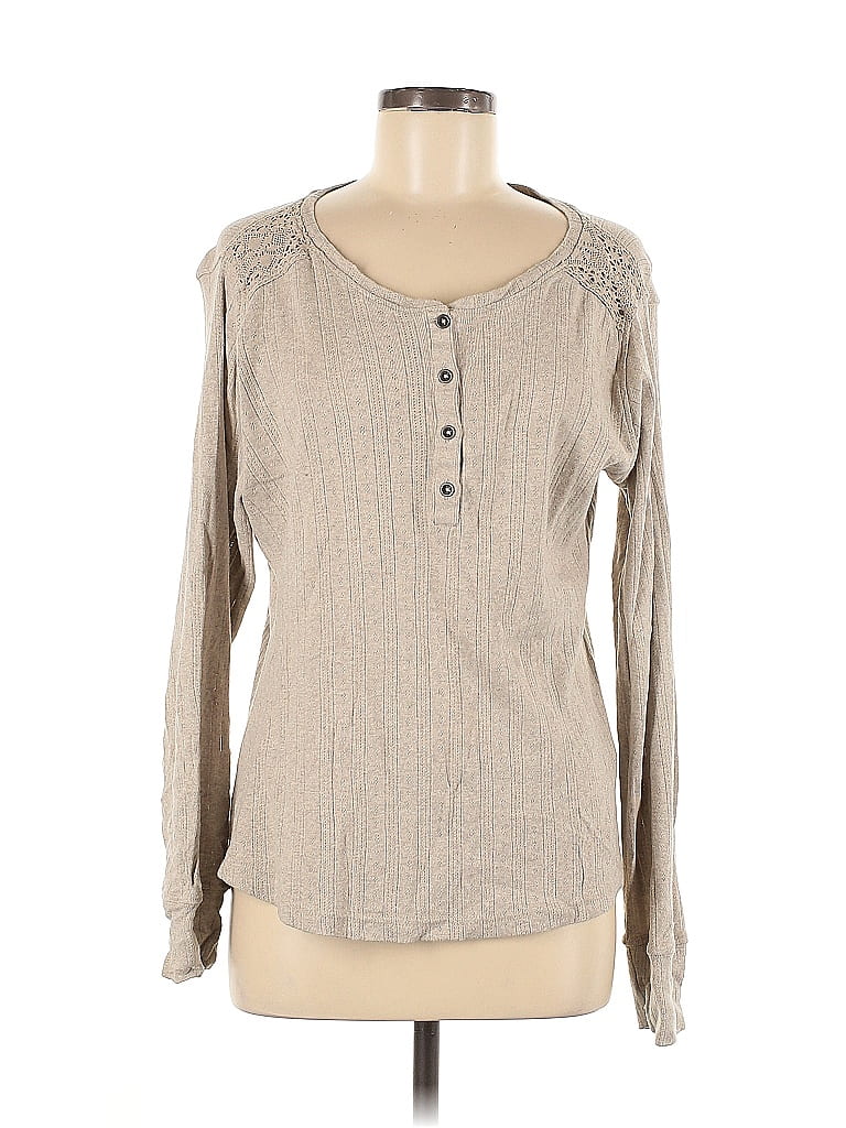 Ariat 100% Cotton Tan Long Sleeve Henley Size M - photo 1