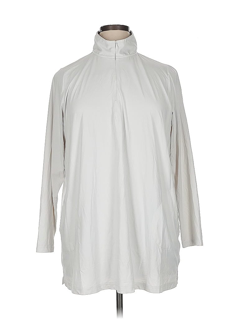 Pre-owned Lands' End Track Jacket In White