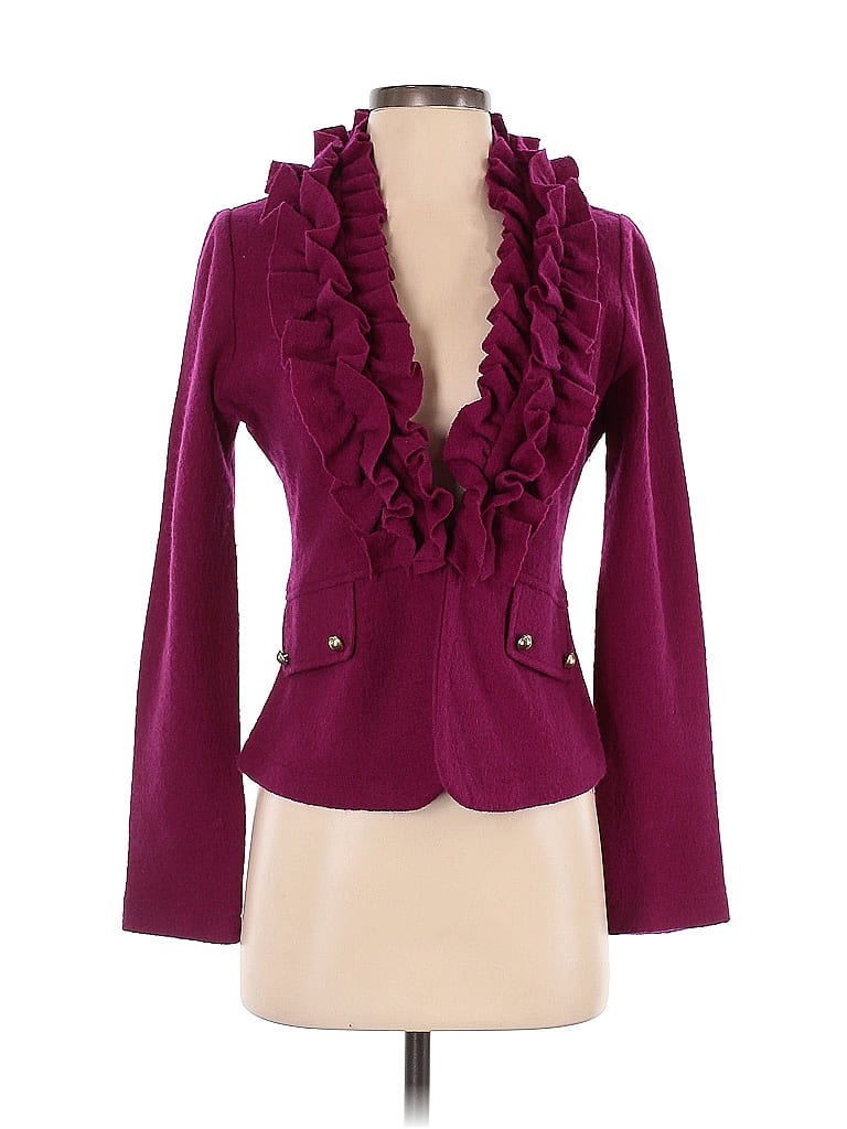 Cache 100% Wool Burgundy Wool Blazer Size S - photo 1