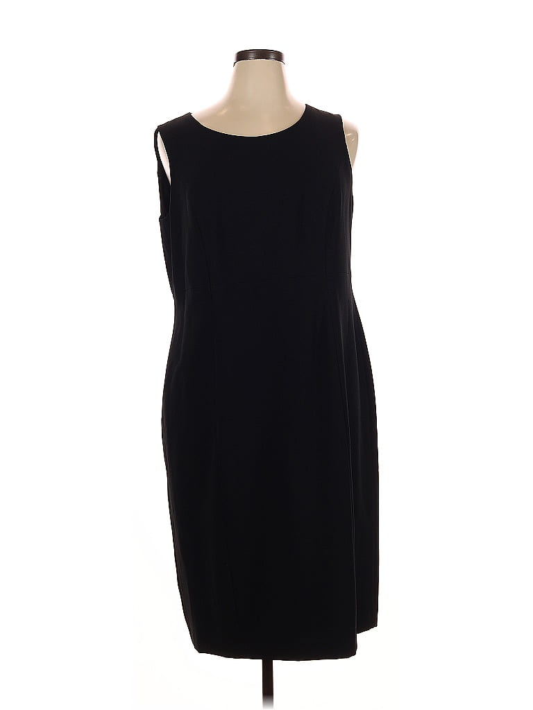 Kasper Solid Black Cocktail Dress Size 14 - photo 1