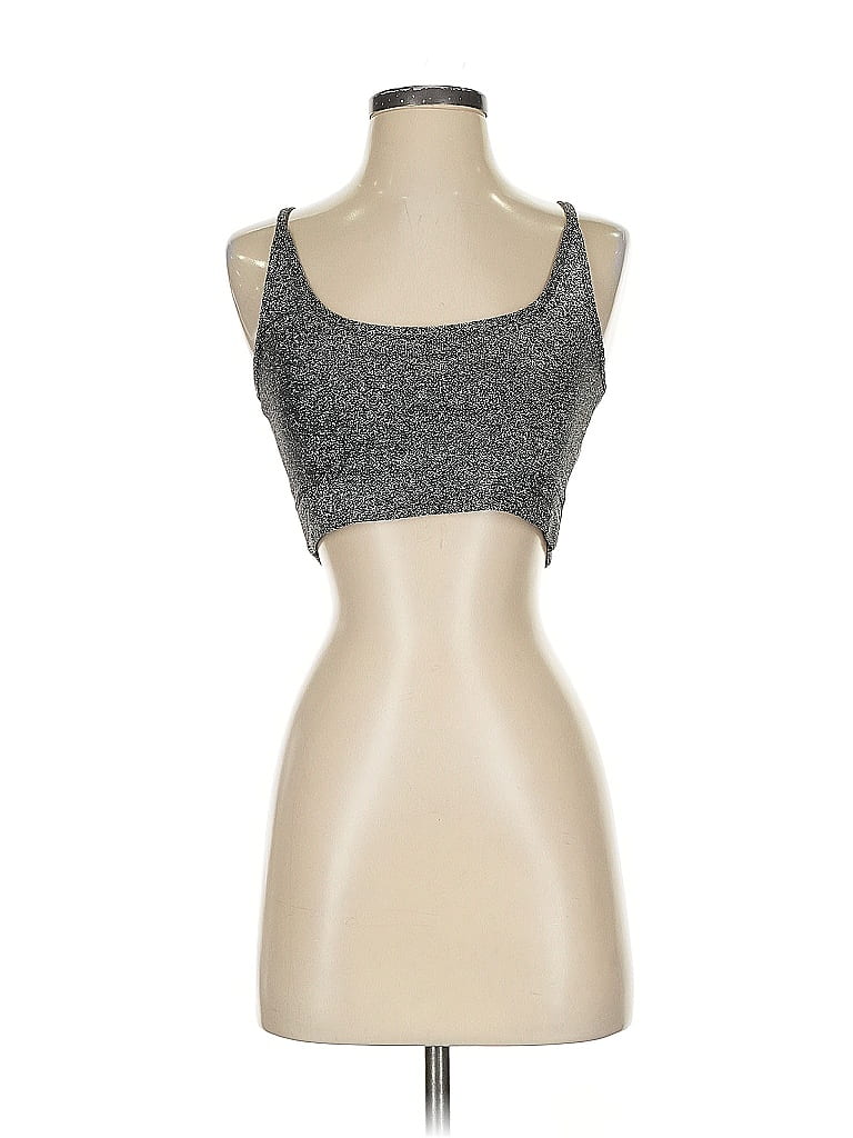 COLLUSION Pre-owned Sleeveless Top Gray Strapless Neckline Tops