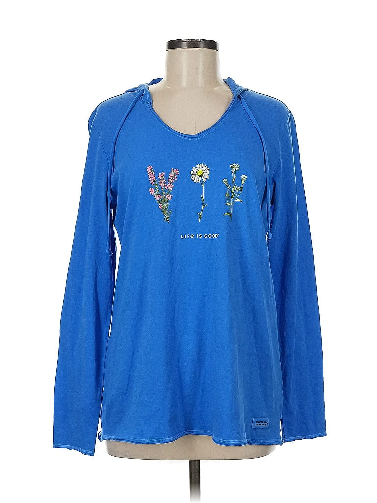 Life Is Good 100% Cotton Blue Long Sleeve T-Shirt Size M - photo 1