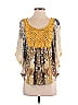One World 100% Polyester Yellow Ivory 3/4 Sleeve Blouse Size XS - photo 1
