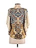 One World 100% Polyester Yellow Ivory 3/4 Sleeve Blouse Size XS - photo 2