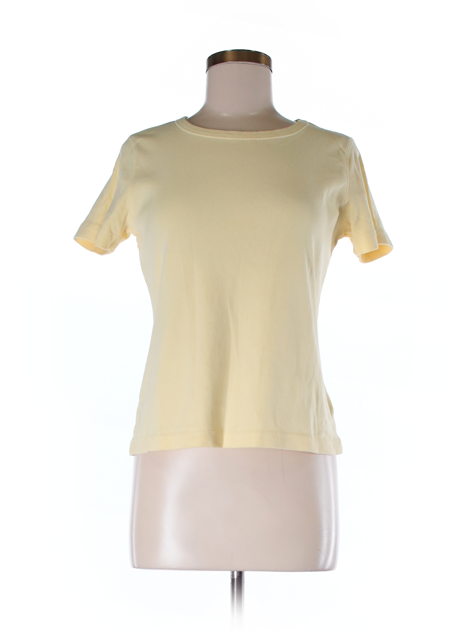 Liz Claiborne 100% Cotton Solid Yellow Short Sleeve T-Shirt Size S - 73 ...