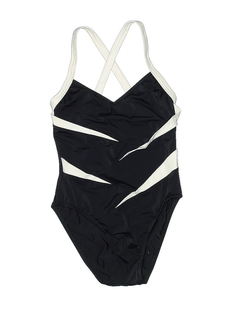 Carabella Collection Chevronherringbone Black One Piece Swimsuit Size