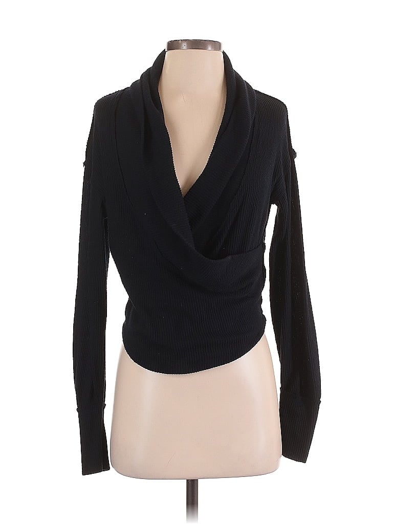Pre-owned We The Free Long Sleeve Top Black Cowl Neck Tops