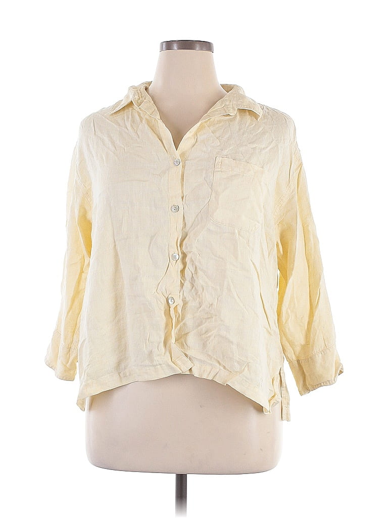 Chico's Design 100% Linen Ivory 3/4 Sleeve Button-Down Shirt Size XL - photo 1