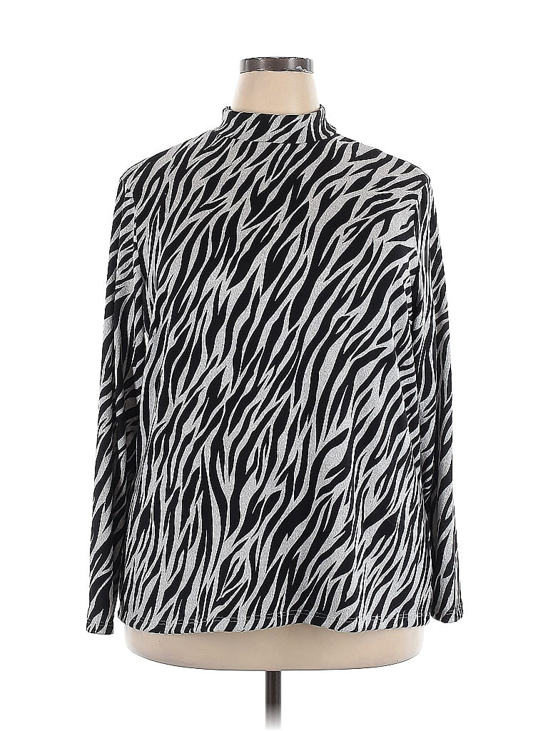 Terra & Sky Silver Black Long Sleeve Turtleneck Size 2X - photo 1