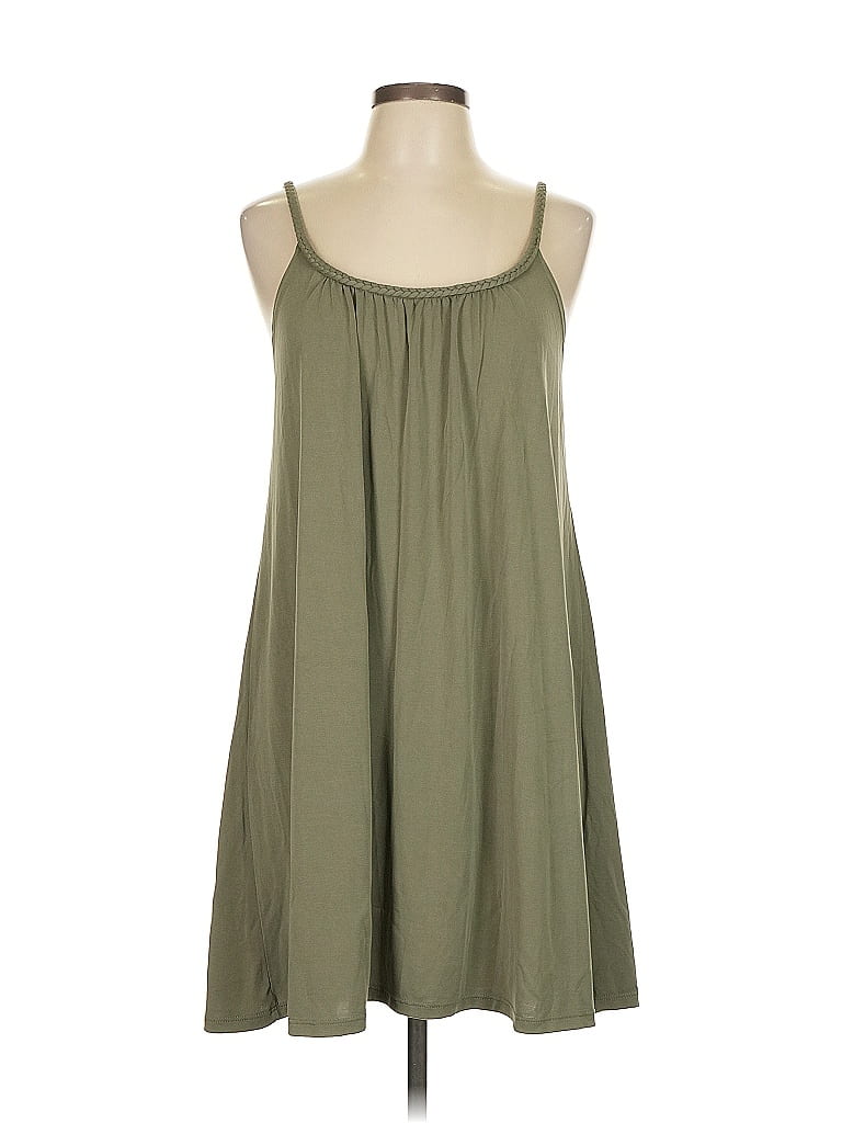 Mudd Solid Green Casual Dress Size L - photo 1