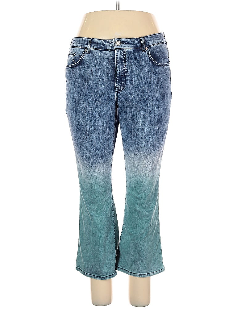 LOGO by Lori Goldstein Color Block Blue Jeans Size 16 - photo 1