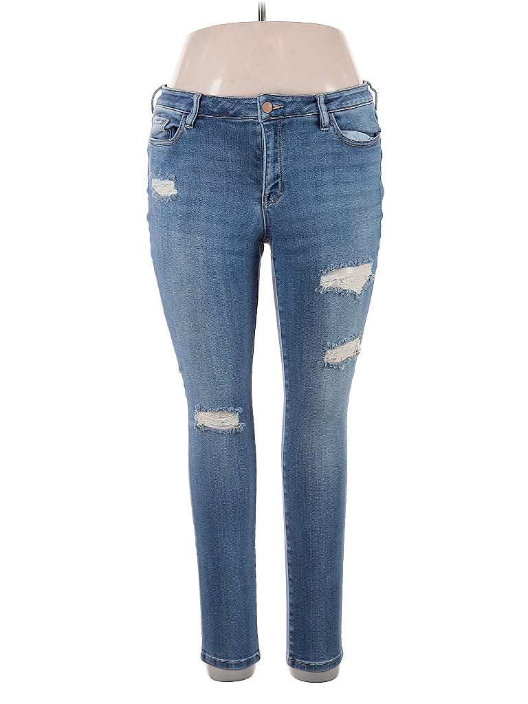 Soho JEANS NEW YORK & COMPANY Hearts Blue Jeans Size 16 - photo 1