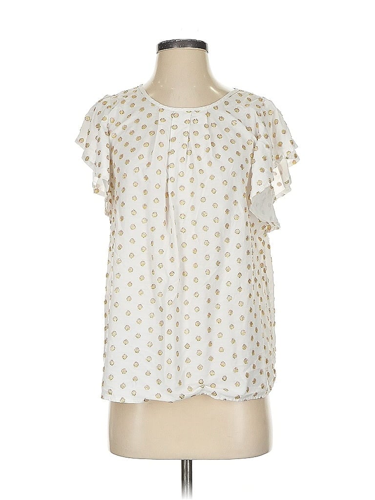 Pre-owned Amadi Short Sleeve Blouse In White