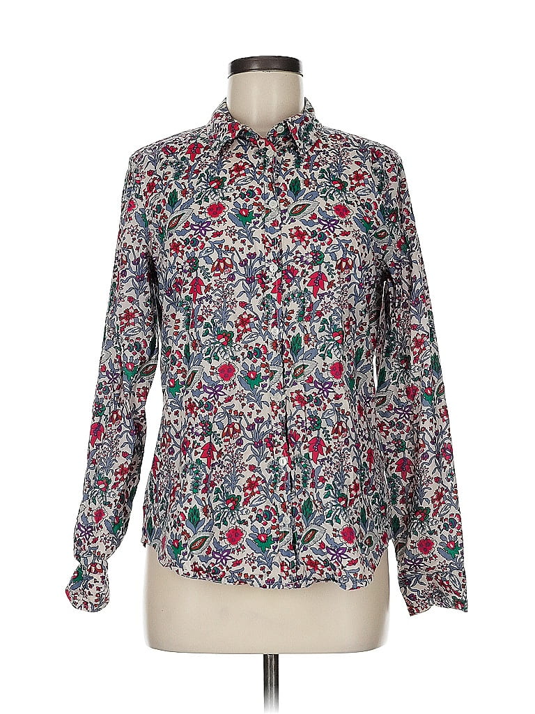 United Colors Of Benetton Floral Teal Long Sleeve Blouse Size M - photo 1