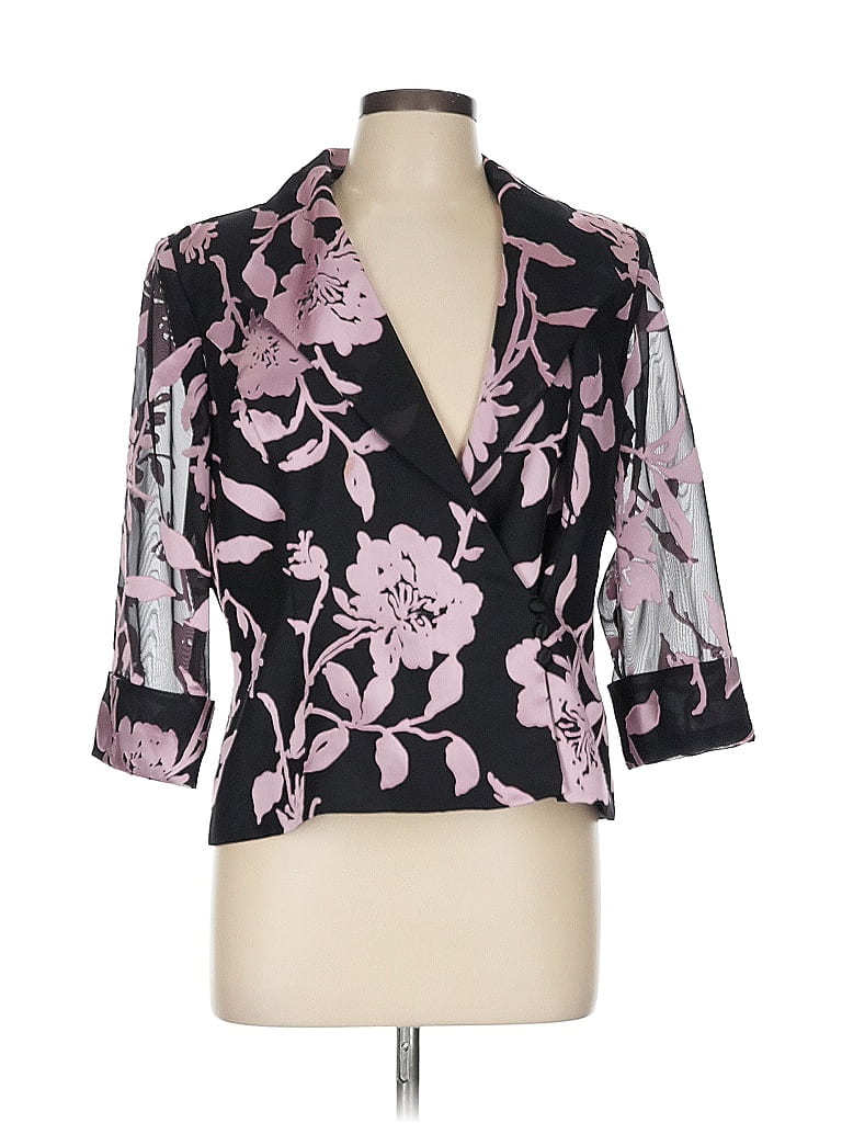 Alex Evenings 100% Polyester Floral Purple Black Blazer Size L - photo 1