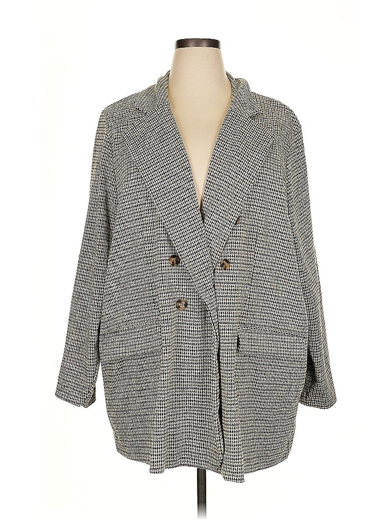 Maurices Houndstooth Gray Tan Blazer Size 3X - photo 1