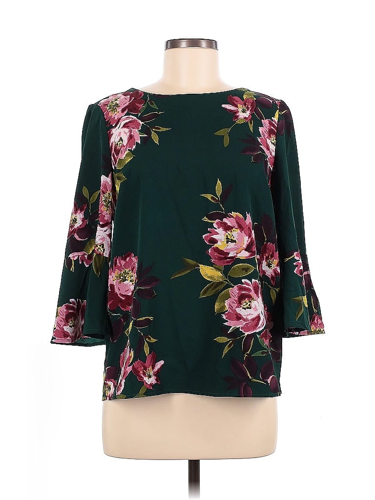 Pre-owned Carolina Belle 3/4 Sleeve Blouse In Green