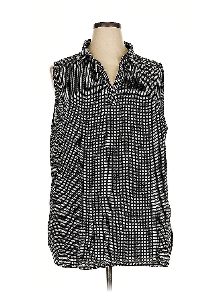 Violet & Claire 100% Polyester Houndstooth Gray Sleeveless Blouse Size 3X - photo 1