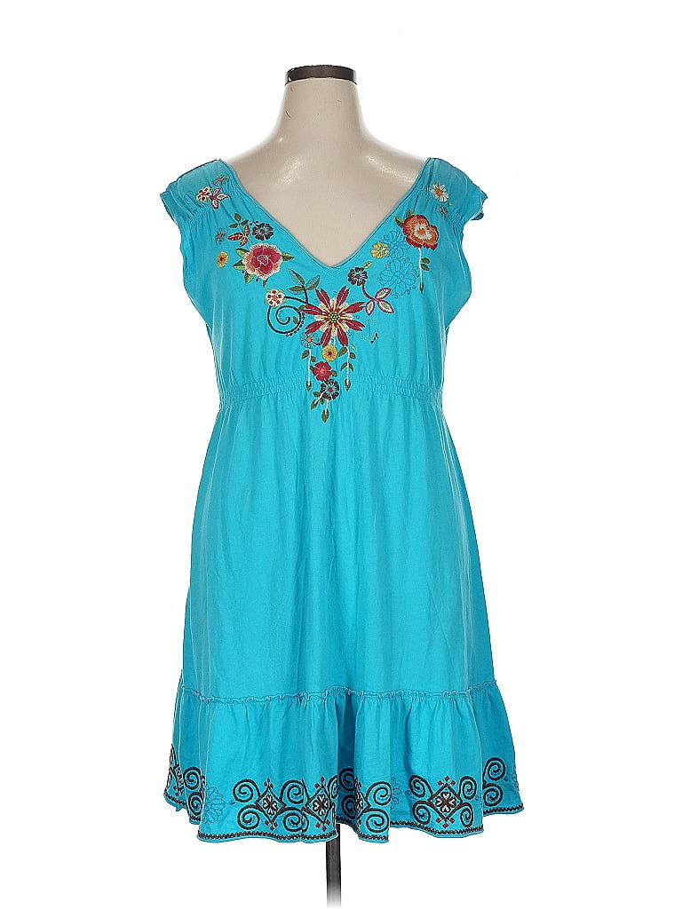 Johnny Was 100% Cotton Teal Casual Dress Size XL - photo 1