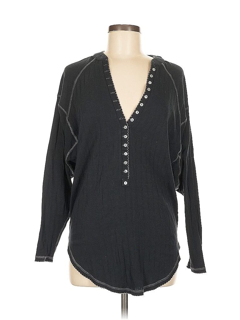 Intimately by Free People Black Long Sleeve Henley Size M - photo 1